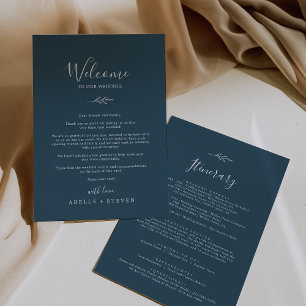 Minimal Löv Slate Blue Welcome Brev & Itinerary