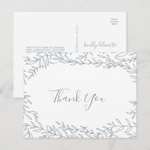 Minimal Löv   Stort vykort för blått Tack