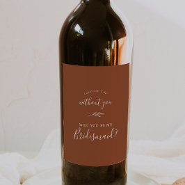Minimal Löv | Terracotta Bridesmaid Frieri Vinflaska Etikett