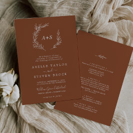 Minimal Löv | Terracotta i hela Bröllop Inbjudningar