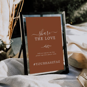 Minimal Löv Terracotta Kärlek Hashtag Poster