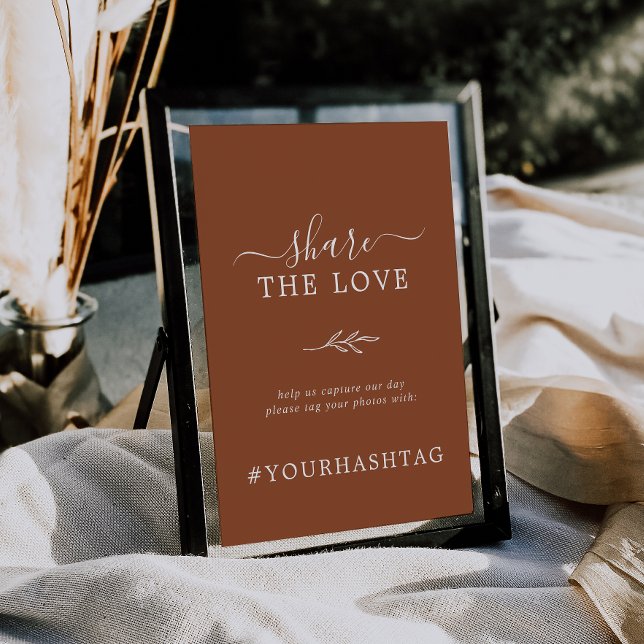 Minimal Löv | Terracotta  Kärlek Hashtag Poster (Skapare uppladdad)