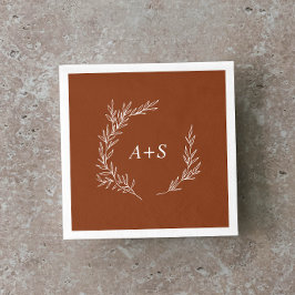 Minimal Löv | Terracotta Monogram Bröllop Napkins Pappersservett