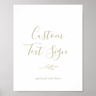 Minimal Löv   Texttecken för Guld Anpassningsbar Poster
