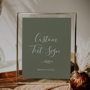 Minimal Löv Texttecken för Mörk grönt Anpassning Poster