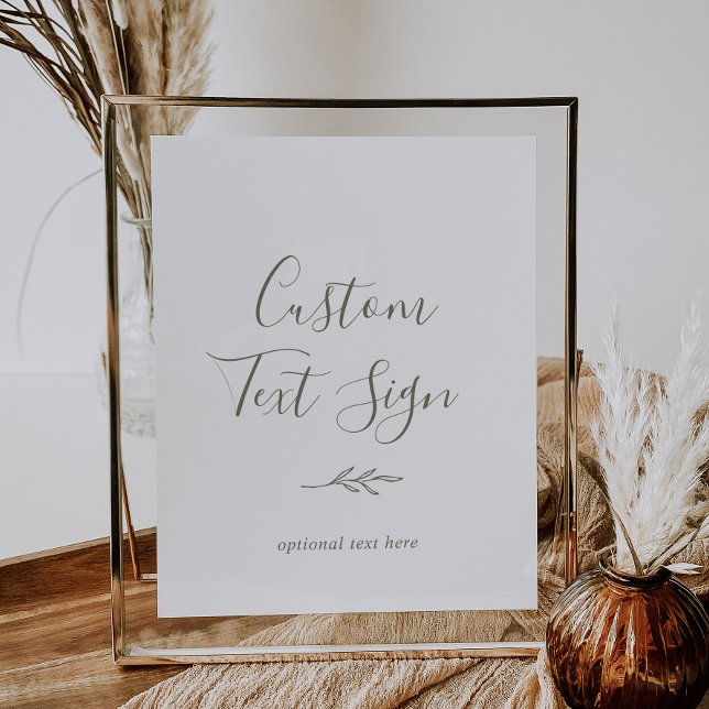 Minimal Löv | Texttecken för Oliv grönt Anpassning Poster (Skapare uppladdad)