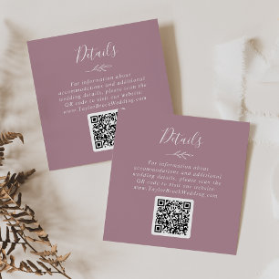 Minimal Löv   Uppgifter om Mauve QR-koden Bröllop Tilläggskort