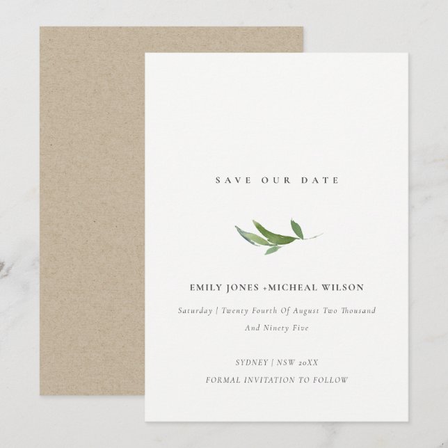 Minimal lövfärgsfärgad Spara för flytande flytande Inbjudningar (Fram/baksida)