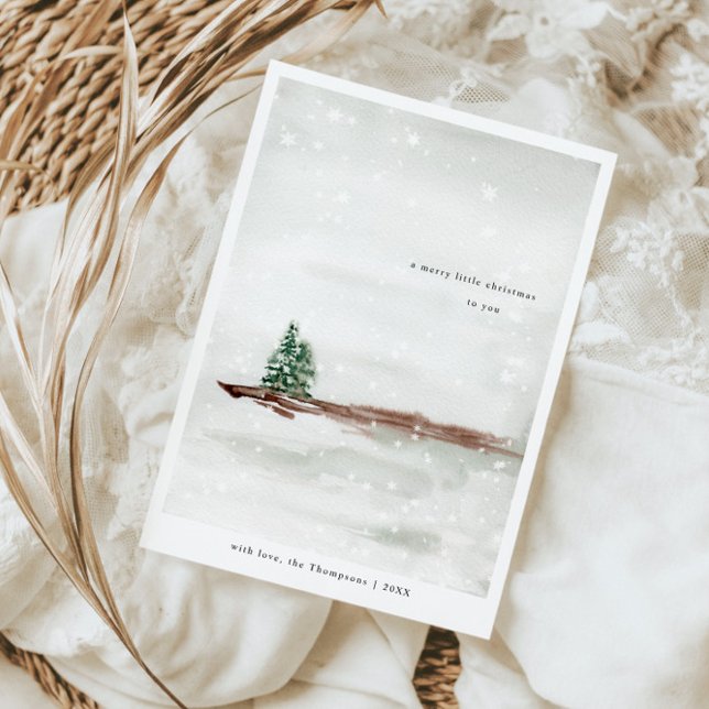 Minimal Lugn Snöj Gräs Träd Julkort (Skapare uppladdad)