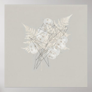 Minimal Lunaria Fern Geometrisk Linje Konst Affisc Poster