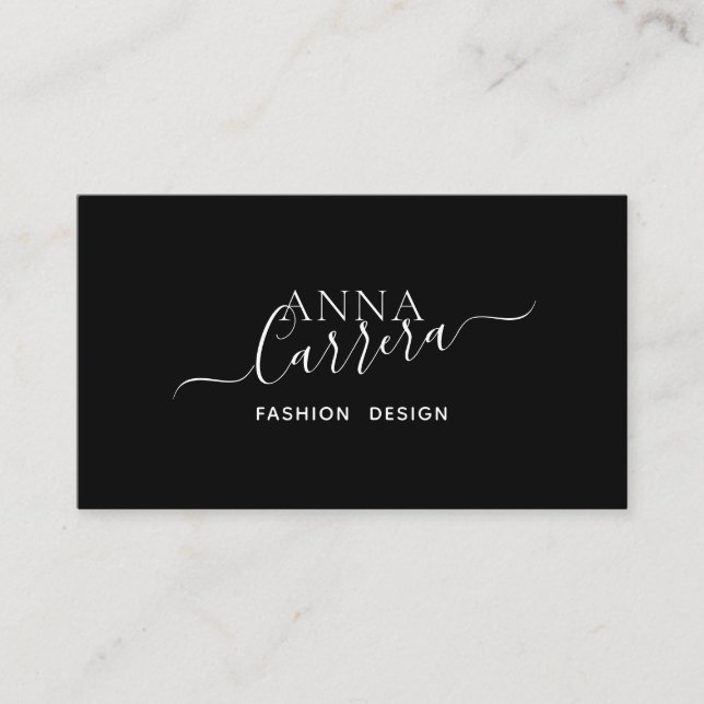 Minimal luxury Boutique Black White Calligraphy Visitkort (Framsida)