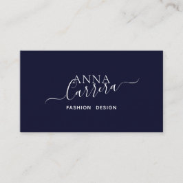 Minimal luxury Boutique Navy White Calligraphy Visitkort