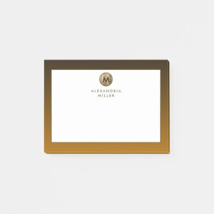 Minimal luxury Brushed Guld Monogram Post-it Block