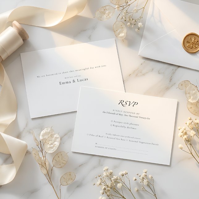 Minimal Luxury | Elegant RSVP with Meal Selection OSA Kort (Skapare uppladdad)