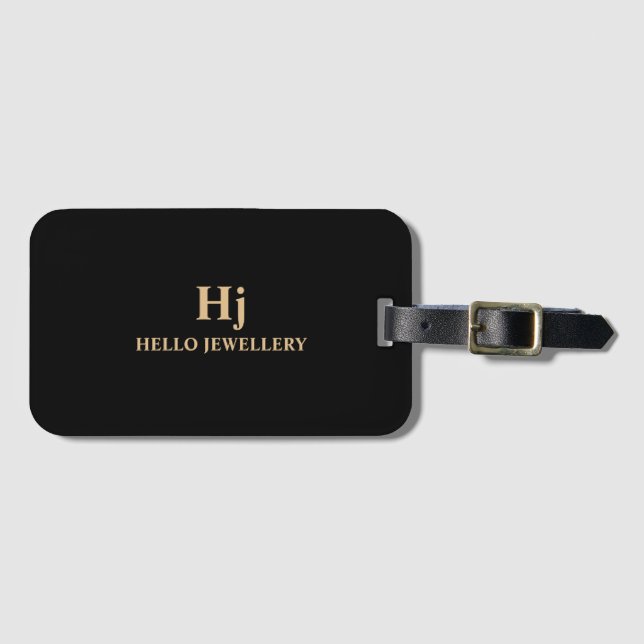 Minimal luxury Guld Black Monogram Bagagebricka (Framsida horisontal)