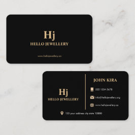 Minimal luxury Guld Black Monogram Visitkort