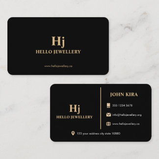 Minimal luxury Guld Black Monogram Visitkort