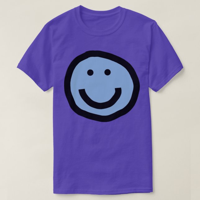 Minimal Lycklig Smiley face Blue T Shirt (Design framsida)