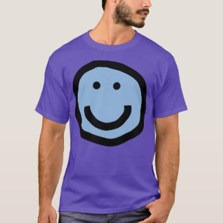 Minimal Lycklig Smiley face Blue T Shirt
