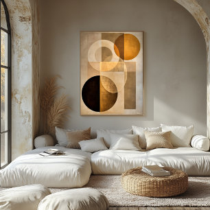 Minimal Lyx Art Deco Geometrisk Abstrakt Beige Poster