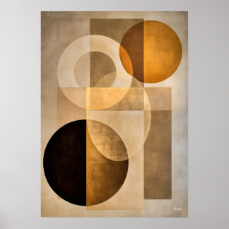 Minimal Lyx Art Deco Geometrisk Abstrakt Beige Poster