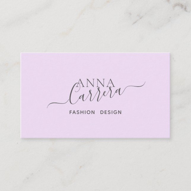 Minimal lyx Boutique Lila Modern Calligraphy Visitkort (Framsida)