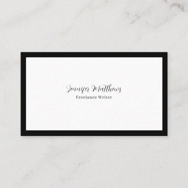 Minimal lyx, svart monogram visitkort (Framsida)