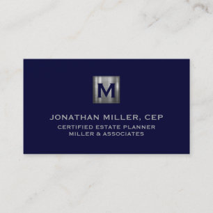 Minimal lyxflotta Blue Silver Monogram Visitkort