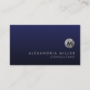 Minimal lyxflotta Blue Silver Monogram Visitkort