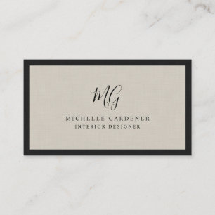 Minimal lyxmonogram Linen Visitkort
