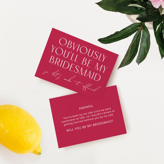 Minimal Magenta kommer du att vara min Bridesmaid  Inbjudningar (Skapare uppladdad)