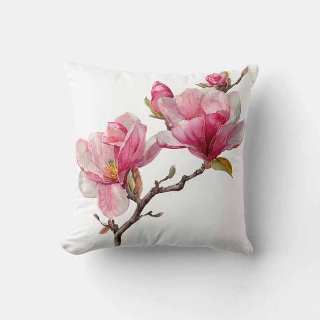 Minimal Magnolia Branch Pillow Cover,  Kudde (Framsida)