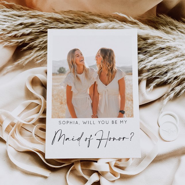 Minimal Maid of honor-Frieri kort med foto (Skapare uppladdad)