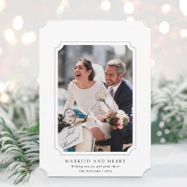 Minimal målning och merry Newlyweds-foto Julkort