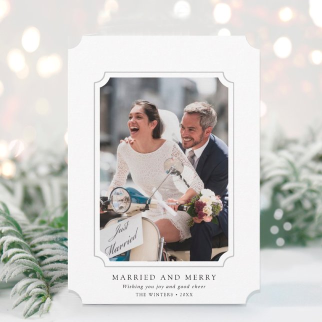 Minimal målning och merry Newlyweds-foto Julkort (Skapare uppladdad)