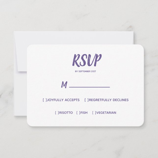 Minimal måltid för Färg Ultraviolet Bröllop OSA Kort (Framsida)