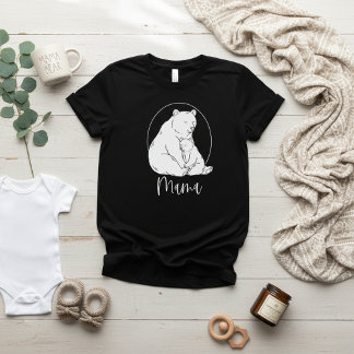 Minimal Mama Bear Line Art Design T Shirt