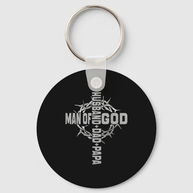 Minimal Man Gud Religiös Kristet Kors Nyckelring (Framsida)
