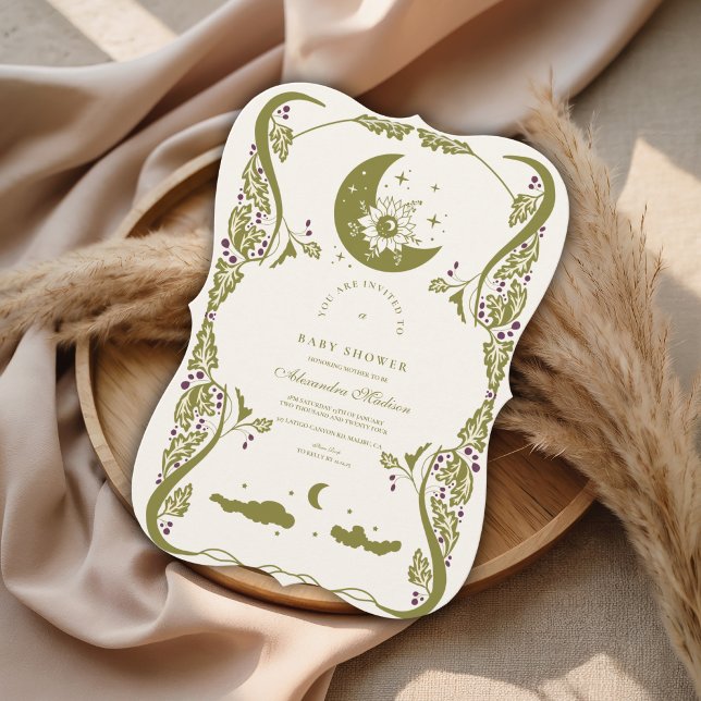 Minimal Måne Och Stjärnor Baby Shower Inbjudningar (Skapare uppladdad)