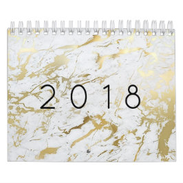 Minimal Marble White Carrara Silver Guld Stone Kalender