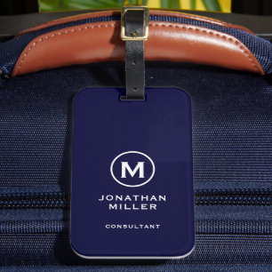 Minimal marin klassisk typografisk monogram bagagebricka
