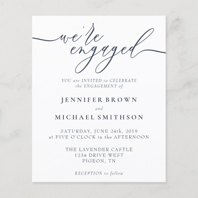 Minimal marin modern Förlovning budget Flygblad (Framsidan)