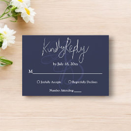 Minimal marin vit monogram Elegant bröllop OSA Kort