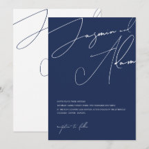 Minimal marinblå script typografi bröllop