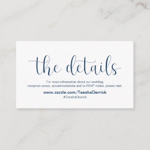 Minimal, marint blått teckensnitt, Bröllop-detalje Tilläggskort