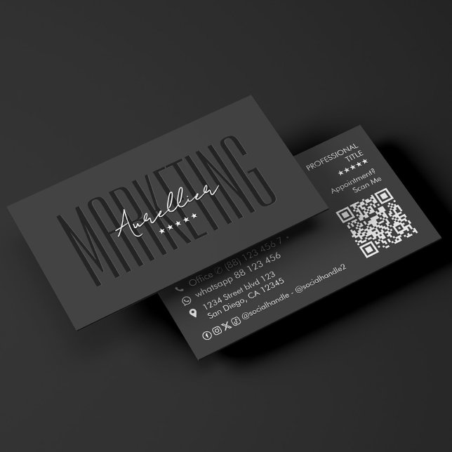 Minimal Marknadsföring Nätverk Svart Vitt QR Visitkort (Skapare uppladdad)