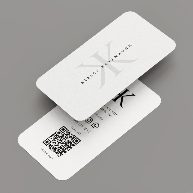 Minimal Märkre för Professionell, monogram K Vit Visitkort (Minimal Professional Monogram K White Business Card
)