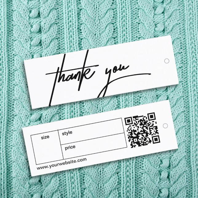 Minimal Märkre för svart och vit Tack-etikett (Minimal Black & White Thank You Label Clothing Tag)