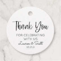 Minimal Märkre för svartvit Tack-bröllop