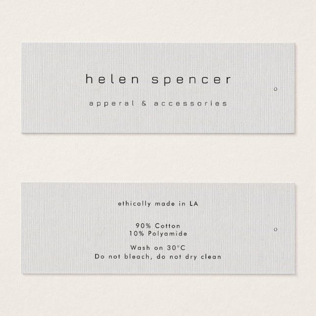 Minimal Märkre för tunna kläder, Pris Märkre, Märk Litet Visitkort (Framsida & baksida)